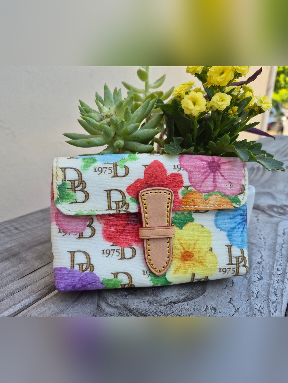 Dooney & Bourke Leather Janine DB75 Floral Wristlet Wallet - Picture 3 of 11